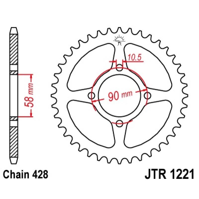 Купить Звездочка задняя JT Sprockets (шаг 428 ) JT JTR1221